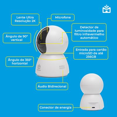 Smart Câmera 360° Bot Wi-Fi 3ª Geração - Positivo Casa Inteligente